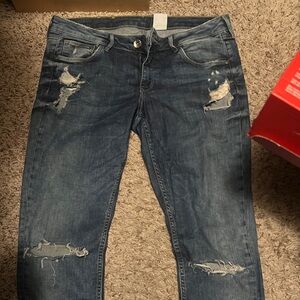 H&M Distressed Blue Skinny Jeans